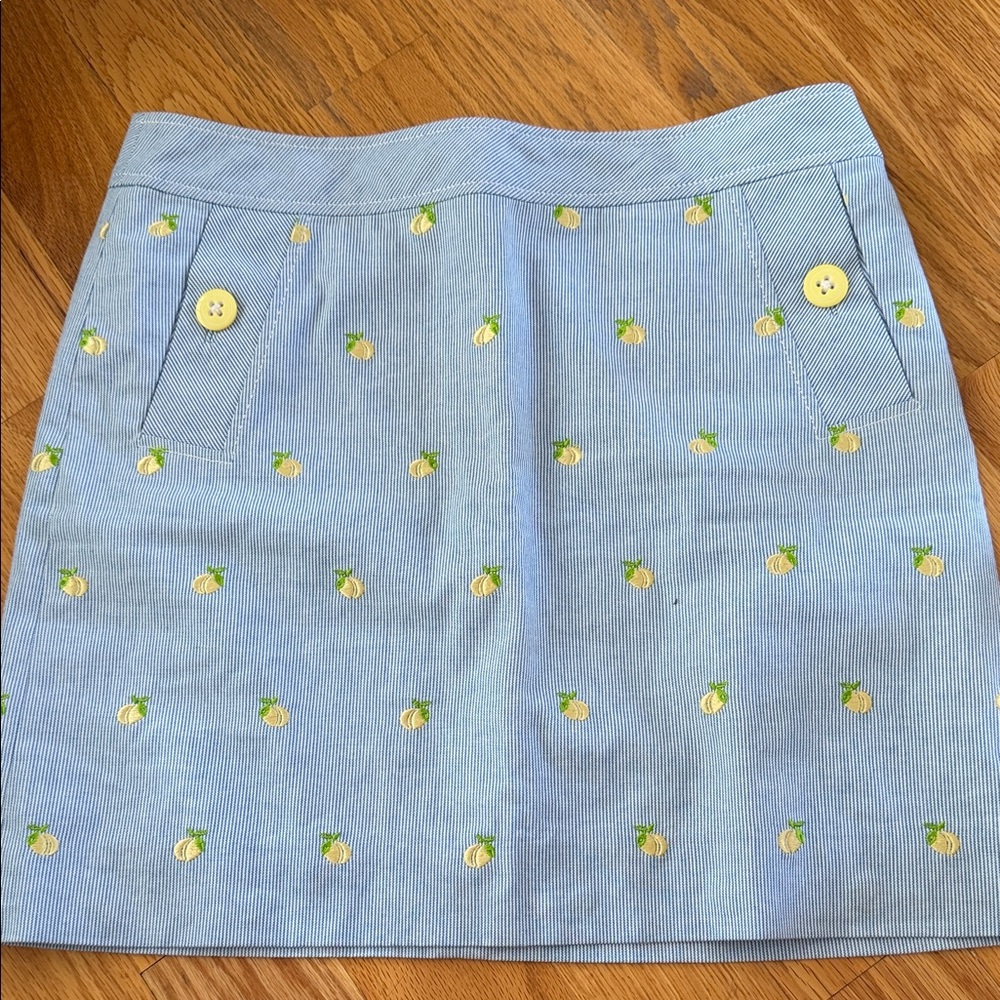 Lilly Pulitzer Marti Skirt Stripe Button Slice with Lemon Accents